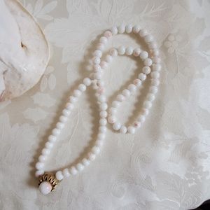 Vintage Faux Angel Skin Coral Glass Bead Necklace